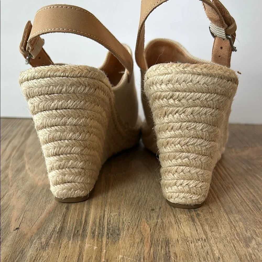 Tom’s Monica Slingback Beige Espadrille Wedge Sandals | 9